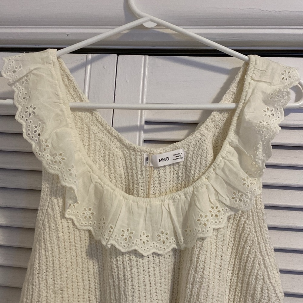 Mango Cream Ruffle Knit Tank Top - Picture 4 of 7